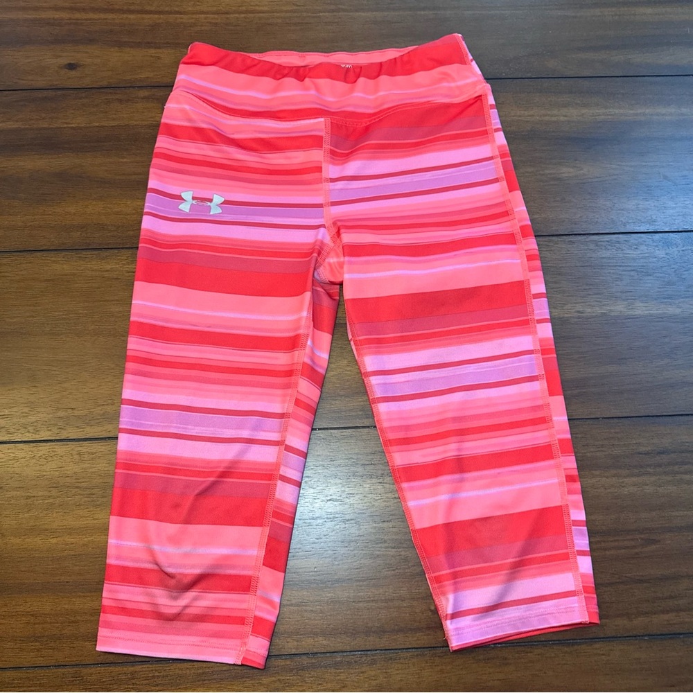 Under Armour Youth Girls All Season Gear Sonic Fitted Capri Pink Size Medium